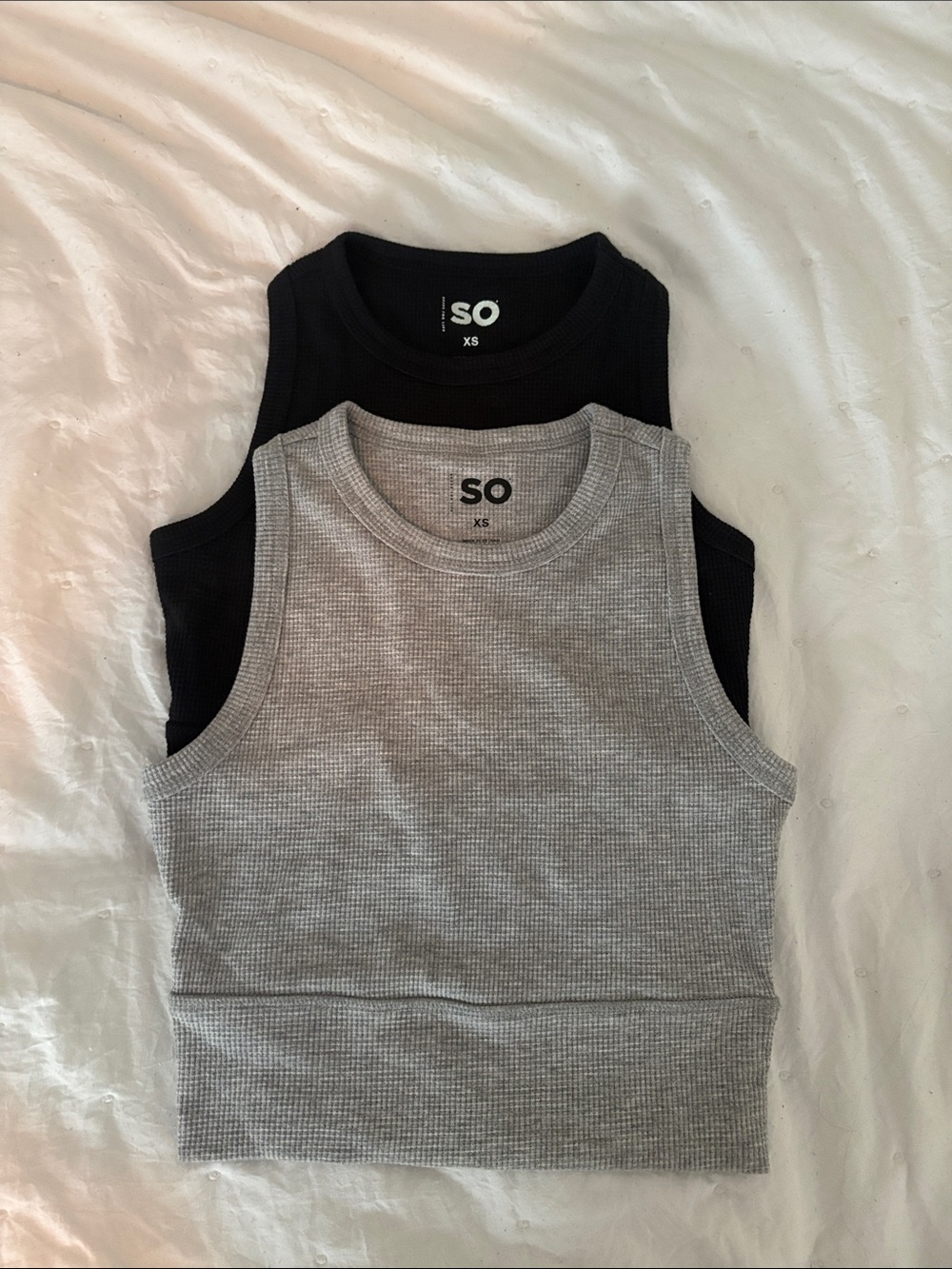 SO Ribbed Tank Top Set - Gray and Black